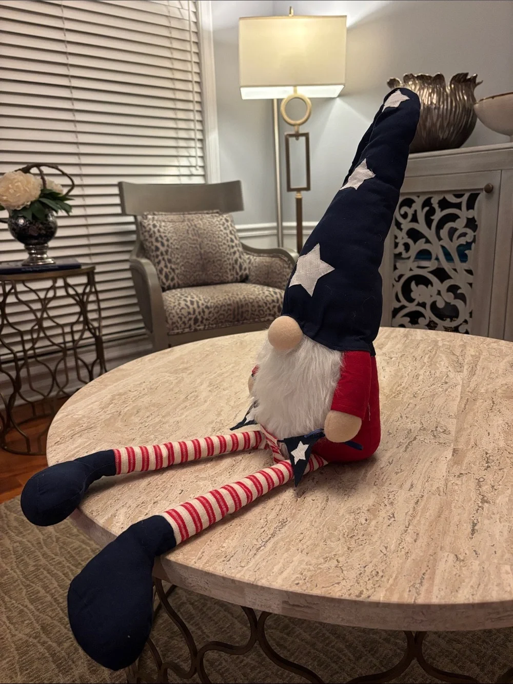 Patriotic Blue & Red Gnome Holiday Décor Plush